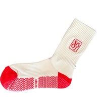 Grip Crew Socks (Buttercream / Red)